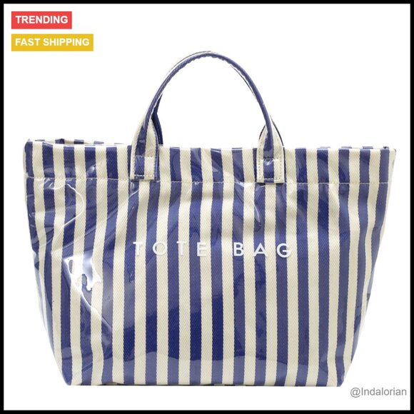 Handbags - Clear PVC Tote Bag Waterproof Large Tote Beach Work Bag Trendy Striped